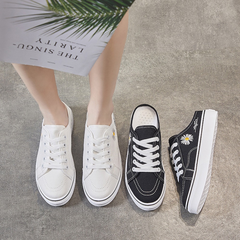 Summer New White Canvas Shoes Flat Bottom Shoes
